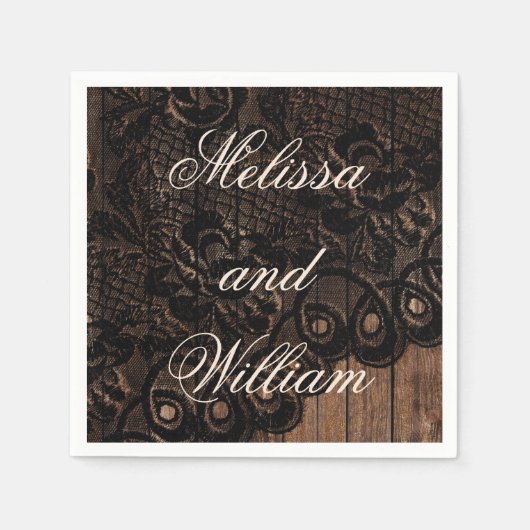 Black Faux Lace Wedding Servet (Voorkant)