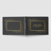Black Faux Leather Gold Lijst Guest Book 2 Gastenboek (Volledig)