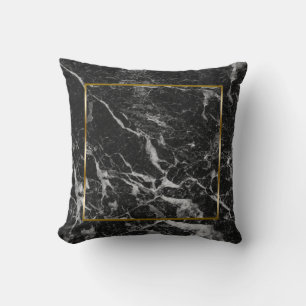 Black Faux Marble Gold Border Lijst Kussen