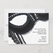 Black Faux Rhinestone Mask Halloween Invitation Kaart (Voorkant)