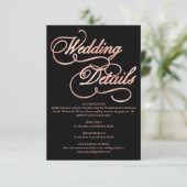 Black & Faux Roos Gold Calligrafie Formele bruilof Informatiekaartje (Staand voorkant)