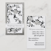 Black faux Silver folie pauock en cherry blossom Visitekaartje (Voorkant / Achterkant)