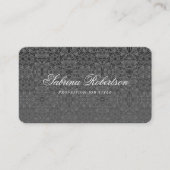 Black Faux Silver Ornamental Pattern Script Visitekaartje (Voorkant)