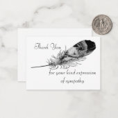 Black Feather Element na begrafenis bedankkaart Notitiekaartje (Voorkant / Achterkant in situ)