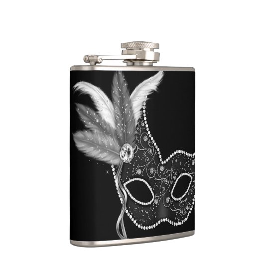 Black Feather Mask Mardi Gras Heupfles (Rechts)