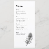 Black Feather Modern Wedding Menu Kaart (Voorkant)