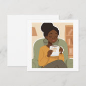 Black Female Drinking Coffee Kaart (Voorkant / Achterkant)