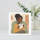 Black Female Drinking Coffee Kaart (Staand voorkant)