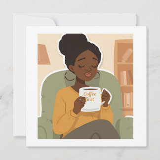 Black Female Drinking Coffee Kaart