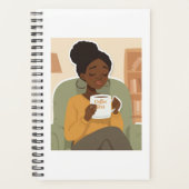 Black Female Drinking Coffee Planner (Voorkant)