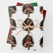 Black Female Nutcracker Dancer Gift Wrapping Paper (In situ)
