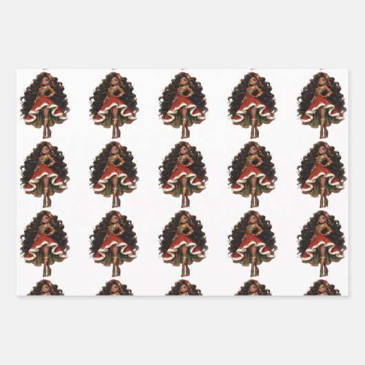 Black Female Nutcracker Dancer Gift Wrapping Paper (Voorkant)