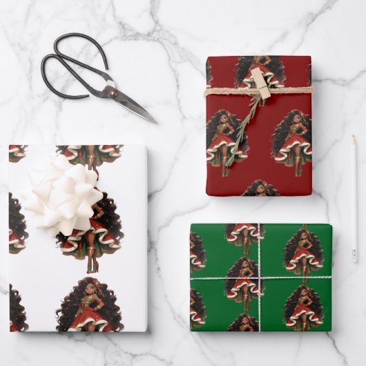 Black Female Nutcracker Dancer Gift Wrapping Paper (Voorkant)