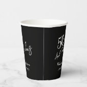 Black Fifty and Fabulous Script Birthday Party Papieren Bekers (Rechts)