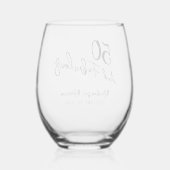 Black Fifty and Fabulous Script Birthday Party Wijnglas Zonder Voet (Achterkant)