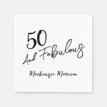 Black Fifty and Fabulous Script Birthday