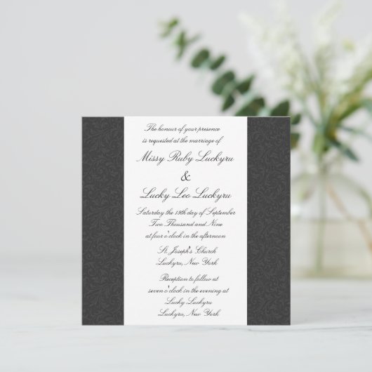 Black Filigree Invitation Kaart (Staand voorkant)