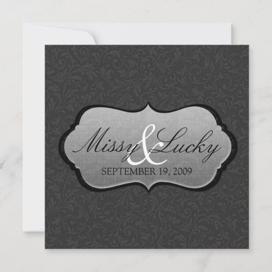 Black Filigree Invitation Kaart (Achterkant)