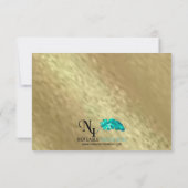 Black Filigree Mask op Gold Response Card RSVP Kaartje (Achterkant)