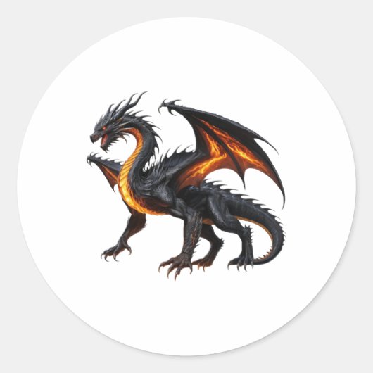 Black Fire Dragon-Sticker Ronde Sticker (Voorkant)