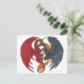 Black Fire Unicorn en Red Dragon Briefkaart (Staand voorkant)