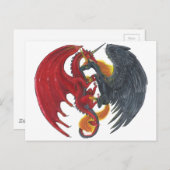 Black Fire Unicorn en Red Dragon Briefkaart (Voorkant / Achterkant)