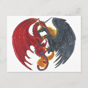Black Fire Unicorn en Red Dragon Briefkaart