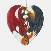 Black Fire Unicorn en Red Dragon Keramisch Ornament (Rechts)
