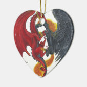 Black Fire Unicorn en Red Dragon Keramisch Ornament (Links)