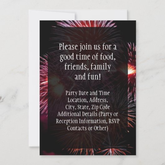 Black Fireworks 4th van juli Feestuitnodiging Kaart (Achterkant)
