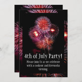 Black Fireworks 4th van juli Feestuitnodiging Kaart (Voorkant / Achterkant)