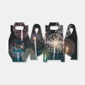 Black Fireworks Happy Nieuwjaar Bedankdoosjes (Uitgevouwen)