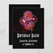 Black Fireworks Verjaardags Bash Uitnodigingen (Voorkant / Achterkant)