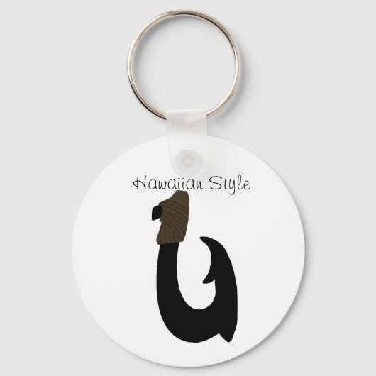 Black Fish Hook, Hawaiian Style-sleutelketen Sleutelhanger (Voorkant)