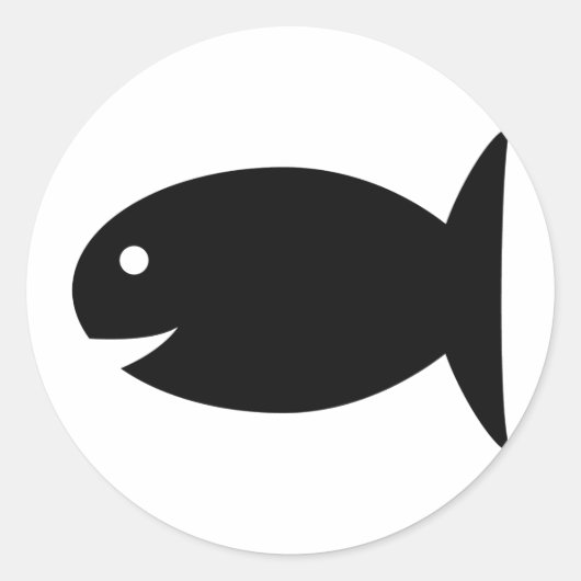 Black Fish-pictogram Ronde Sticker (Voorkant)