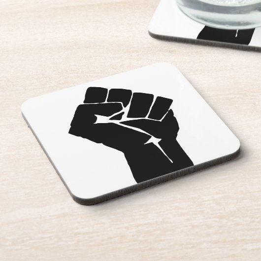Black Fist Raised — Resistance Protest Bier Onderzetter (Linkerzijde)