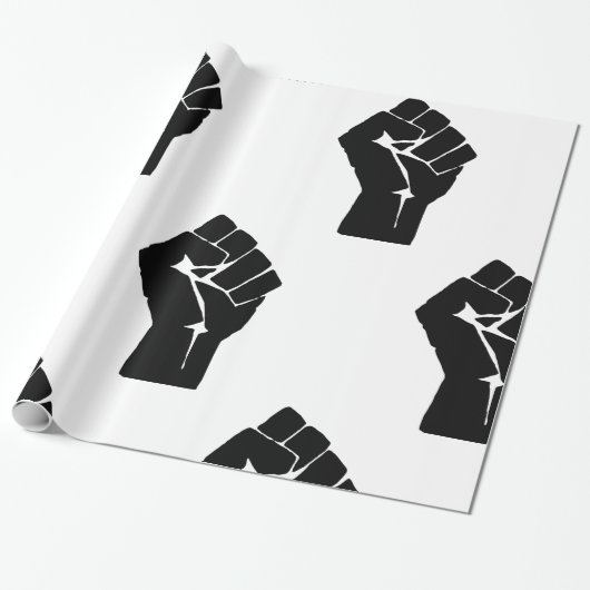 Black Fist Raised — Resistance Protest Cadeaupapier (Uitgerold)