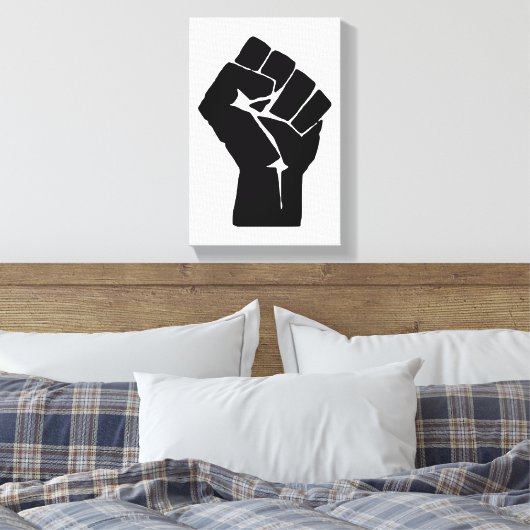 Black Fist Raised — Resistance Protest Canvas Afdruk (Insitu (Slaapkamer))