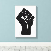 Black Fist Raised — Resistance Protest Canvas Afdruk (Insitu (Houten vloer))