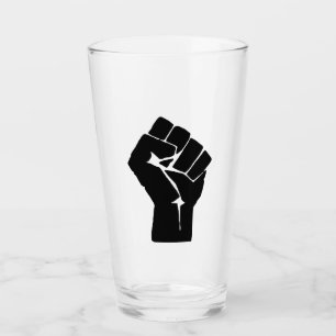 Black Fist Raised — Resistance Protest Glas