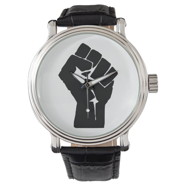 Black Fist Raised — Resistance Protest Horloge (Voorkant)