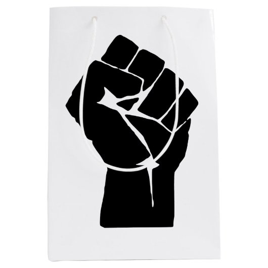 Black Fist Raised — Resistance Protest Medium Cadeauzakje (Voorkant)