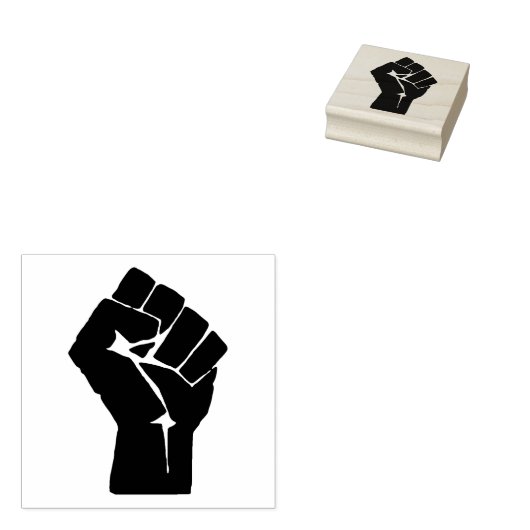 Black Fist Raised — Resistance Protest Rubberstempel (Gestempeld)