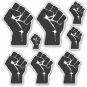 Black Fist Raised — Resistance Protest Sticker (Voorkant)