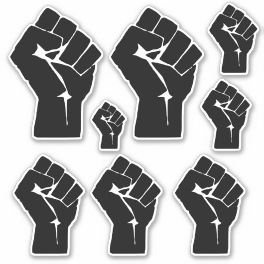 Black Fist Raised — Resistance Protest Sticker (Voorkant)