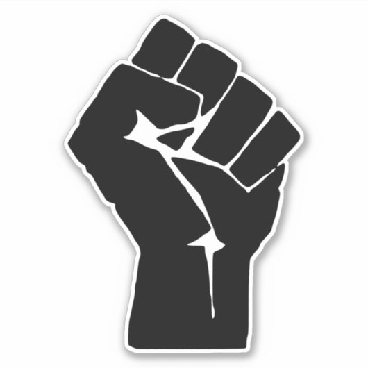 Black Fist Raised — Resistance Protest Sticker (Voorkant)