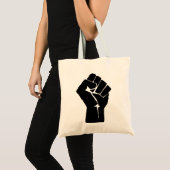 Black Fist Raised — Resistance Protest Tote Bag (Voorkant (product))