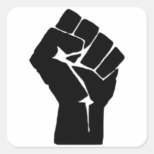 Black Fist Raised — Resistance Protest Vierkante Sticker