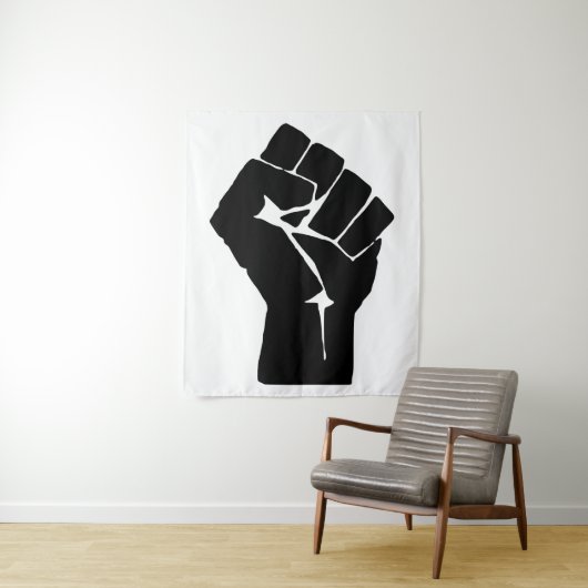 Black Fist Raised — Resistance Protest Wandkleed (In situ)