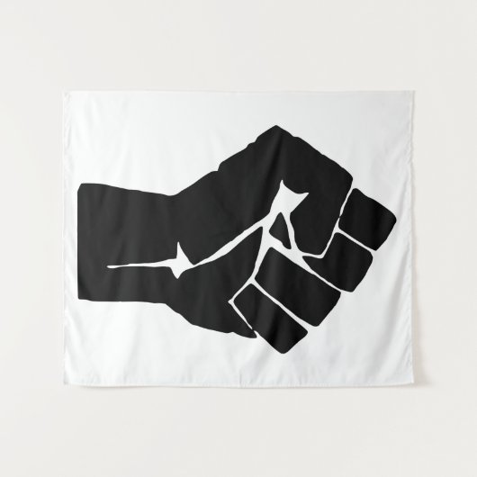 Black Fist Raised — Resistance Protest Wandkleed (Voorkant (horizontaal))